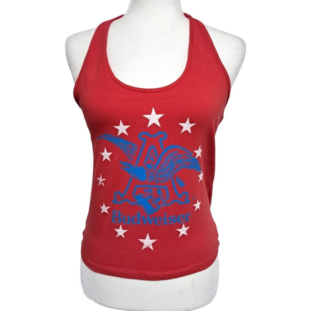 Budweiser Halter Top Red White & Blue Graphic Size L Anheuser Bush Beer